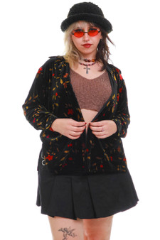 Vintage 90's Velvet Floral Button-Up Top