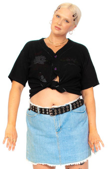 Vintage 90's Betty Boop Button-Front Distressed Baseball Tee