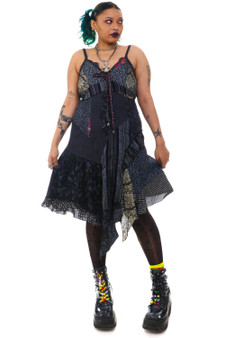 Vintage Y2K Gothic Patchwork Fairy Flutter Dress