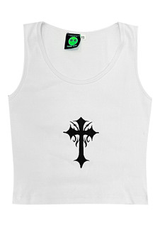 TUNNEL VISION SECONDHAND (GRADE A) Gothique Rib Knit Tank Details White