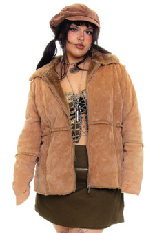 Vintage Y2K Gemini Faux Suede Jacket - XL