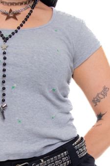 Vintage 90's Floral Embroidered Baby Tee - M/L/XL