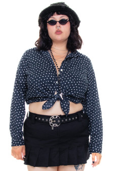 Vintage 90's Polka Dot Button-Up Shirt - L/XL