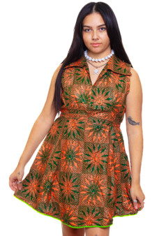 Vintage 70's Heart Flower Collared Dress