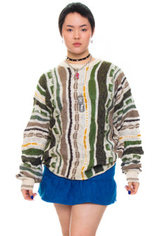 Vintage 90's Crazy Striped Grandpa Sweater