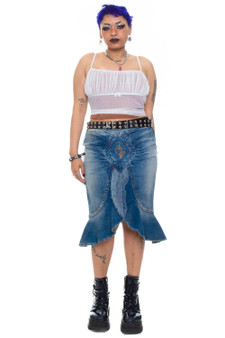 Vintage Y2K Baby Phat Denim Ruffle Mermaid Skirt