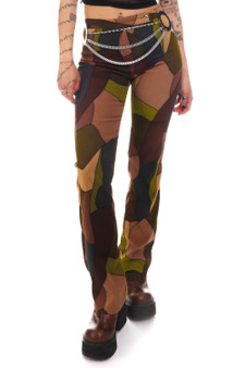 Vintage 90's Earthy Patchwork Stitched Flares