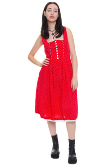 Vintage 90's Red and White Dirndl Dress