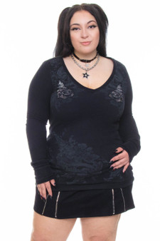 Vintage Y2K Rhinestone Rose Angel Wings Tattoo Thermal