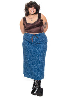 Vintage 90's Cotton/Linen Printed Maxi Skirt