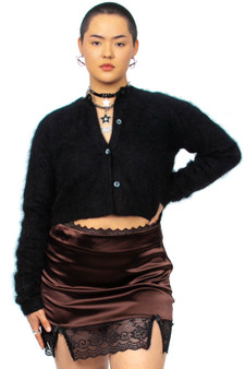 Vintage 90's Fuzzy Black Button Cardigan