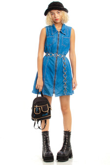 Vintage 90's Not Guilty! Denim Zip-Up Mini Dress