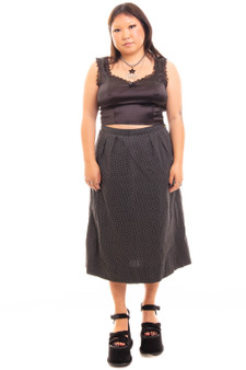 Vintage 80's does 50's White Polka Dot Midi Skirt