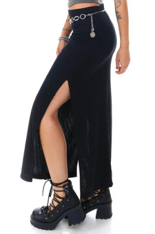 Vintage 90's Black Side Slit Maxi Skirt