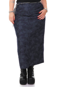 Vintage Y2K Floral Printed Denim Skirt