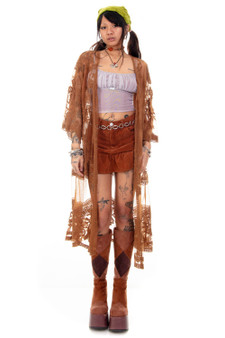 Vintage Y2K Brown Floral Lace Cover Up