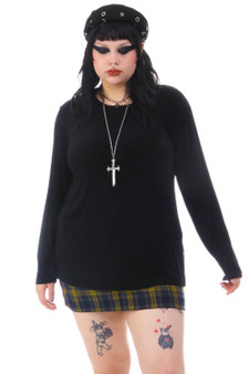 Vintage 90's Stretchy Black Long-Sleeve - XL/2X/3X