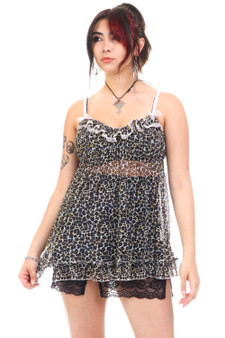 Vintage Y2K Rawr! Pink Bow Chetah Lingerie Tank - OSFM