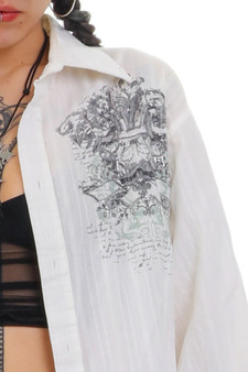 Vintage Y2K Gothic Fleur De Lis Button Up