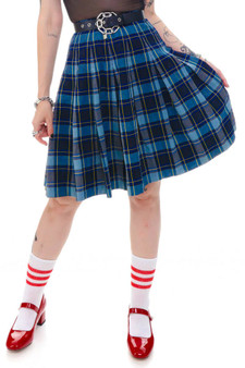 Vintage 90's Moody Blue Grunge Plaid Skirt