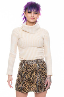 Vintage 90's Cream Ribbed Turtleneck Sweater