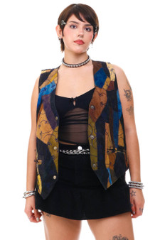 Vintage 90's Leather Suede Patchwork Vest