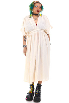 Vintage Y2K Beige Braided High Slit Cover Up Dress