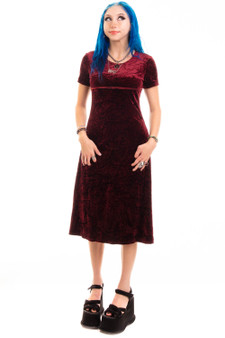 Vintage 90's Burgundy Crushed Velvet Maxi Dress