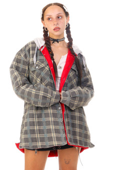 Vintage Y2K Faded Hoodie Flannel Jacket