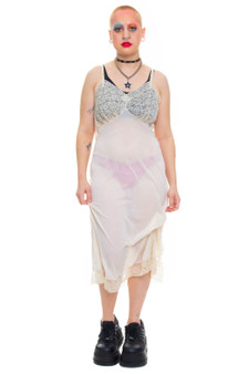 Vintage 90's Off White Lace Sheer Slip Dress