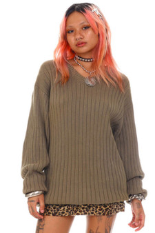 Vintage 90's Forrest Green Ribbed Knit Sweater