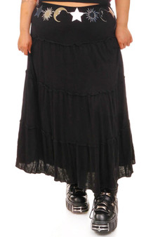 Vintage 90's Deadstock Stretchy Black Tiered Skirt