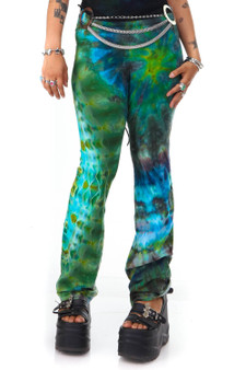 Vintage Y2K Vibrant Cool Tone Tie-Dye Flare Pants