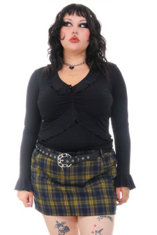 Vintage 90's Witchy Ruffle Black Long-Sleeve