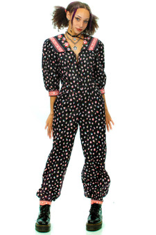 Vintage 80's Floral Sailor Romper