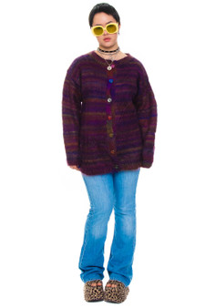 Vintage 90's Rainbow Flower Mohair Cardigan