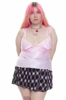 Vintage Y2K Bubble Gum Pink Lace Silk Cami 2