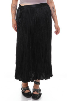 Vintage Y2K Gothic Black Pleated Maxi Skirt