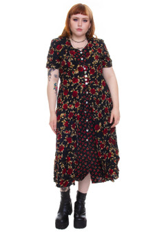 Vintage 90's Rose & Micro Rose Layered Maxi Dress