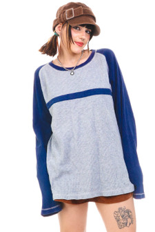 Vintage Y2K Faded Navy Stripe Thermal