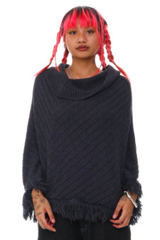 Vintage Y2K Grey Knit Poncho