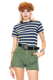 Vintage Y2K Moody Blue Stripe Top