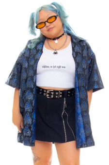 Vintage 90's Shiny Flamin Blue Anarchy Button U