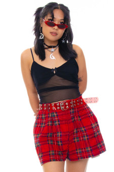 Vintage 80's Red Punk Plaid Corduroy Shorts