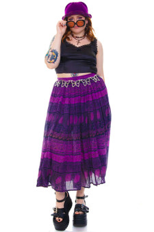 Vintage 90's Faded Purple Stripe Mix Pattern Skirt