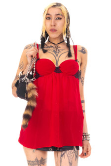 Vintage Y2K Red & Black Vixen Lingerie Top