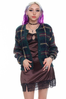 Vintage 90's Plaid Mohair Cardigan