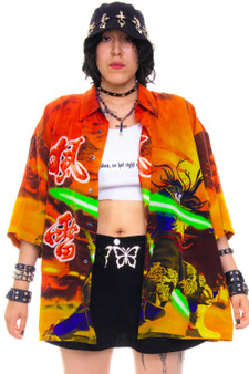 Vintage Y2K Fighter Button-Up