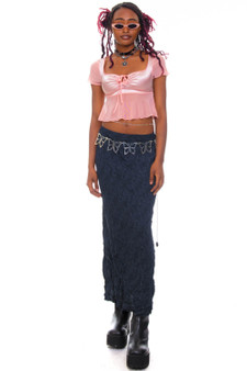 Vintage 90's Charcoal Floral Midi Skirt