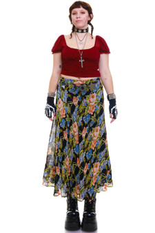 Vintage 90's Polka Dot and Floral Reversible Skirt